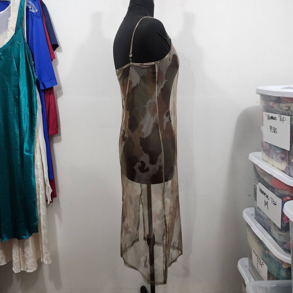 Sheer Mesh Camo-print Sleeveless midi dress Stretch Womens Size S/M - Picture 11 of 16